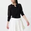 Falda voluminosa de seersucker para mujer