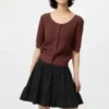 Falda voluminosa de seersucker para mujer