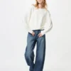Jerséis de mujer 3D Knit de algodón con mangas voluminosas