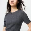 Jerséu de merino 3D Knit para mujer | Mangas cortas