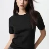 Jerséu de merino 3D Knit para mujer | Mangas cortas