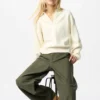 Jerséu de polo holgado de algodón suave para mujer
