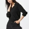 Jerséu de punto acanalado lavable para mujer Jerséu de punto acanalado lavable para mujer