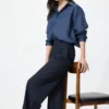 Pantalones anchos elegantes para mujer | A rayas | Talla alta