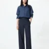 Pantalones anchos elegantes para mujer | A rayas | Talla alta