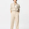 Pantalones anchos plisados para mujer