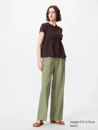 Pantalones anchos plisados para mujer | Talla alta