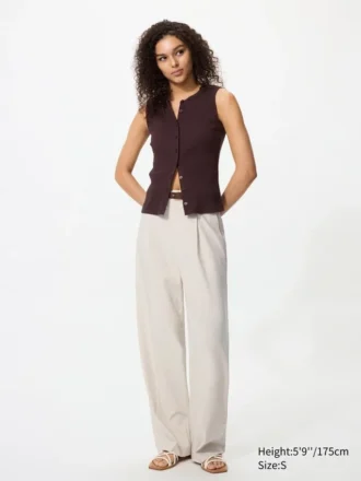 Pantalones anchos plisados para mujer | Talla alta