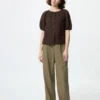 Pantalones anchos plisados para mujer | Talla alta