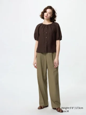 Pantalones anchos plisados para mujer | Talla alta