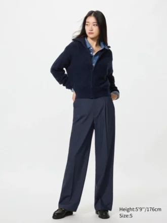 Pantalones anchos plisados para mujer | Talla alta