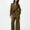 Pantalones cómodos de mezcla de lino para mujer