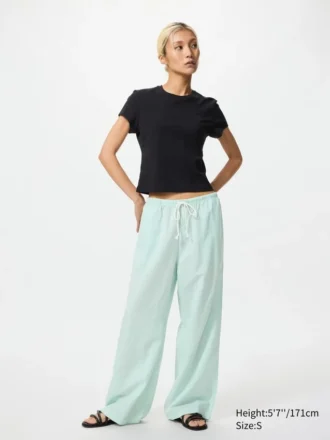 Pantalones cómodos de mezcla de lino para mujer