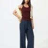 Pantalones cómodos de mezcla de lino para mujer Pantalones cómodos de mezcla de lino para mujer