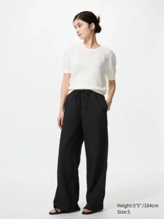 Pantalones cómodos de mezcla de lino para mujer