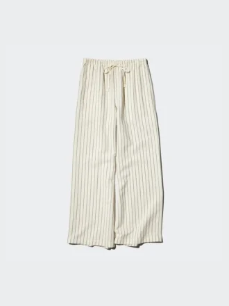 Pantalones cómodos de mezcla de lino para mujer | A rayas