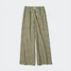 Pantalones cómodos de mezcla de lino para mujer | A rayas Pantalones cómodos de mezcla de lino para mujer | A rayas