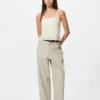 Pantalones cónicos de lino y algodón para mujer