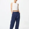 Pantalones cónicos de lino y algodón para mujer