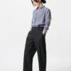 Pantalones cónicos de lino y algodón para mujer