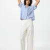 Pantalones cónicos de lino y algodón para mujer