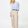 Pantalones cónicos de lino y algodón para mujer