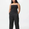 Pantalones cónicos de lino y algodón para mujer