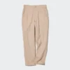 Pantalones cónicos de lino y algodón para mujer