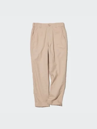 Pantalones cónicos de lino y algodón para mujer