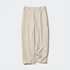 Pantalones cónicos de lino y algodón para mujer