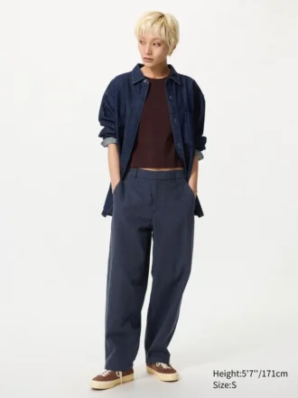 Pantalones cónicos de lino y algodón para mujer | A rayas