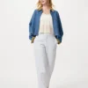 Pantalones cónicos de lino y algodón para mujer | A rayas