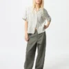 Pantalones cónicos de lino y algodón para mujer | Talla alta