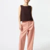 Pantalones cónicos de lino y algodón para mujer | Talla alta