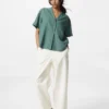 Pantalones cónicos de lino y algodón para mujer | Talla alta