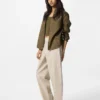 Pantalones cónicos de lino y algodón para mujer | Talla alta