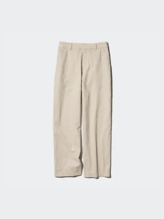Pantalones cónicos de lino y algodón para mujer | Talla alta