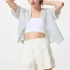 Pantalones cortos de lino y algodón para mujer Pantalones cortos de lino y algodón para mujer