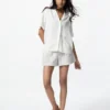 Pantalones cortos de lino y algodón para mujer | A rayas | 2,5″ Pantalones cortos de lino y algodón para mujer | A rayas | 2,5″