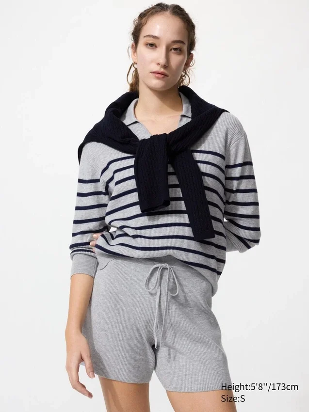 Pantalones cortos de punto acanalado lavables para mujer Pantalones cortos de punto acanalado lavables para mujer