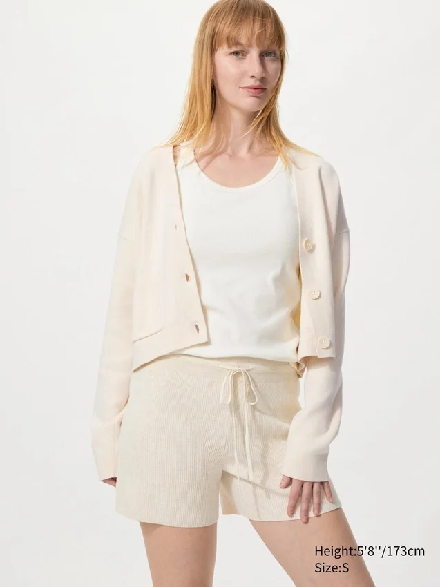 Pantalones cortos de punto acanalado lavables para mujer Pantalones cortos de punto acanalado lavables para mujer