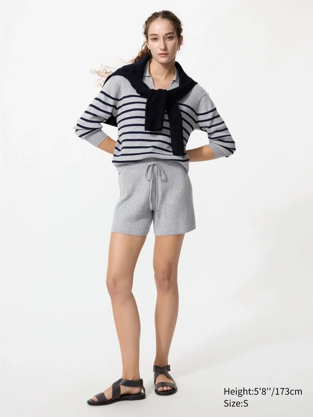 Pantalones cortos de punto acanalado lavables para mujer Pantalones cortos de punto acanalado lavables para mujer