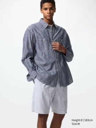 Pantalones cortos elásticos para hombre | Seersucker | 20 cm