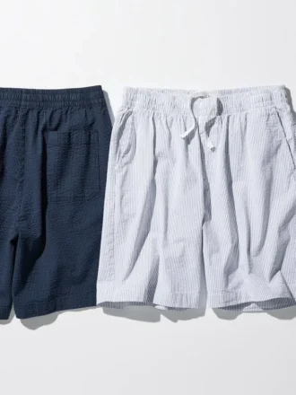 Pantalones cortos elásticos para hombre | Seersucker | 20 cm