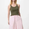 Pantalones cortos fáciles de llevar de mezcla de lino para mujer | Rayas Pantalones cortos fáciles de llevar de mezcla de lino para mujer | Rayas