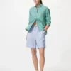 Pantalones cortos fáciles de llevar de mezcla de lino para mujer | Rayas Pantalones cortos fáciles de llevar de mezcla de lino para mujer | Rayas