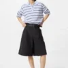 Pantalones cortos largos plisados de jersey para mujer Pantalones cortos largos plisados de jersey para mujer