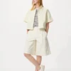 Pantalones cortos largos plisados de jersey para mujer Pantalones cortos largos plisados de jersey para mujer