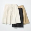 Pantalones cortos largos plisados de jersey para mujer Pantalones cortos largos plisados de jersey para mujer