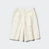 Pantalones cortos largos plisados de jersey para mujer Pantalones cortos largos plisados de jersey para mujer